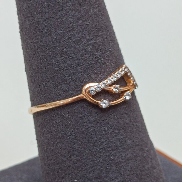 Russian 14k Rose Gold Diamond Chip Geometric Stacking Ring · Sz 9 - Picture 4 of 12